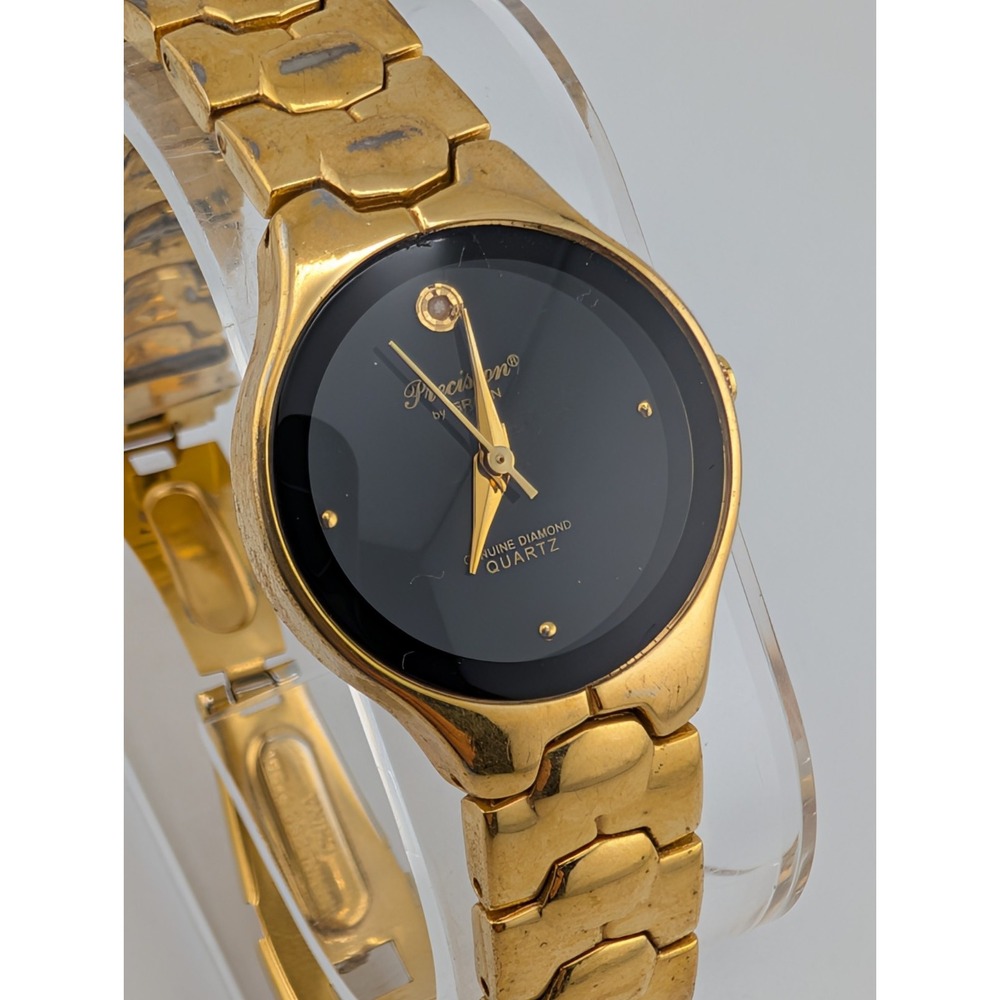 Precision by Gruen Women's Watch Diamond Dial Gold 7.75" Band- New Battery